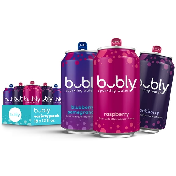 bubly Triple Berry Sparkling Water, Variety Pack, 12 fl oz, 18 Pack Cans