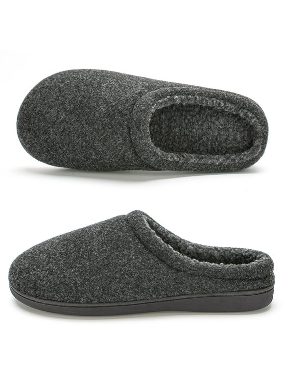 Men's Memory Foam Slippers Indoor Outdoor Cozy Fleece Lined Non-slip House Shoes